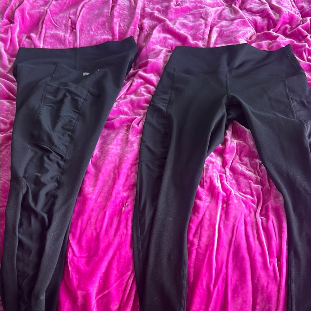 Set of TWO Fabletics Powerhold Black Leggings XS